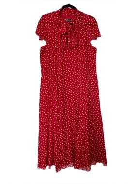 Jones New York, 100% Silk, Red polka dot midi dress, Sz: 20W